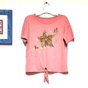 Pink Blouse with Gold Sequin Stars